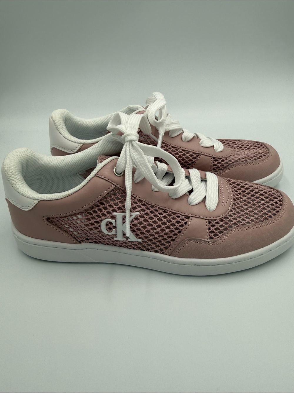 Calvin Klein Blush Pink Mesh Sneakers with White Accents